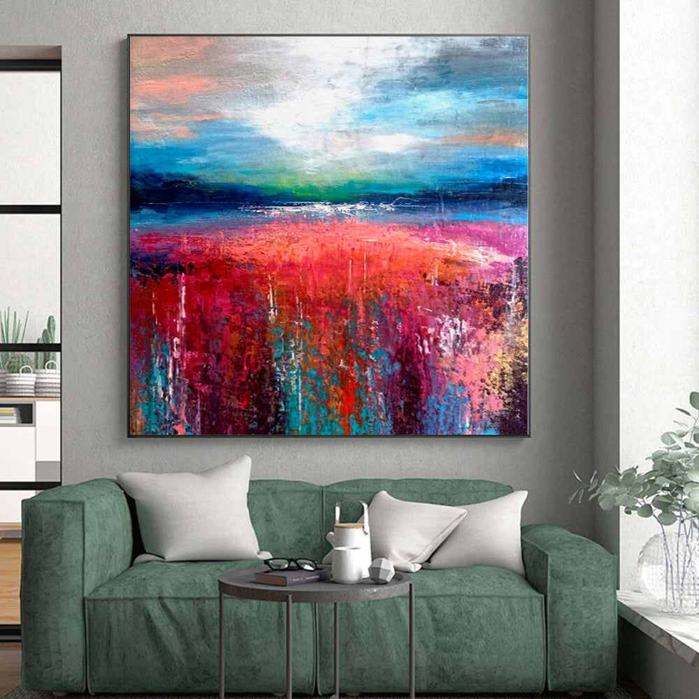 sunset field abstract acrylic design 5
